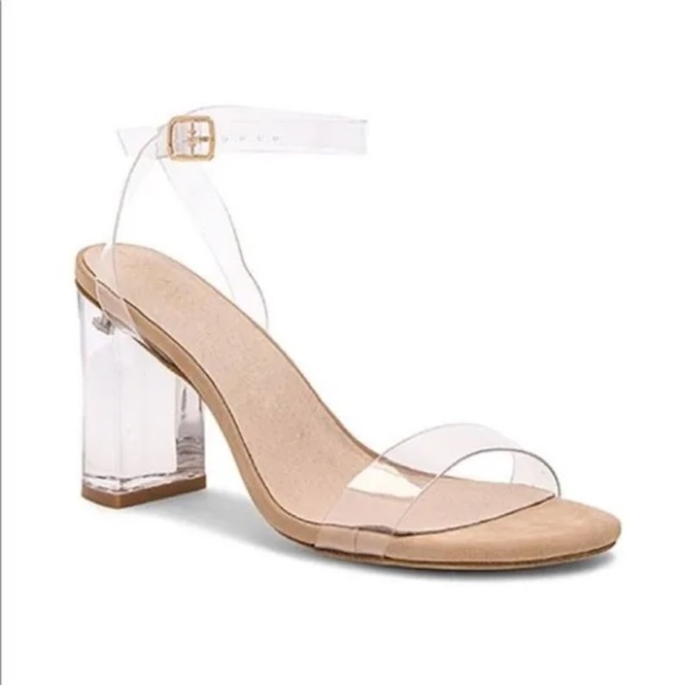 (Sz. 7.5) RAYE - PVC Nude Crisscross Slingback Sandals